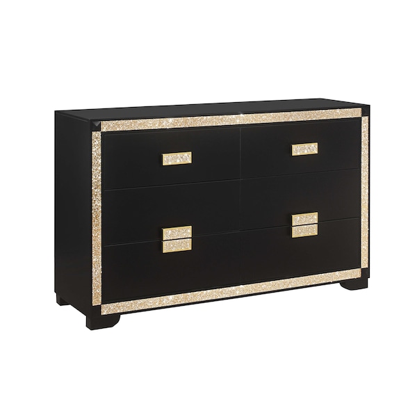 Global Furniture Usa Traditional Glam Glitter Blake Black/Gold Dresser - 666