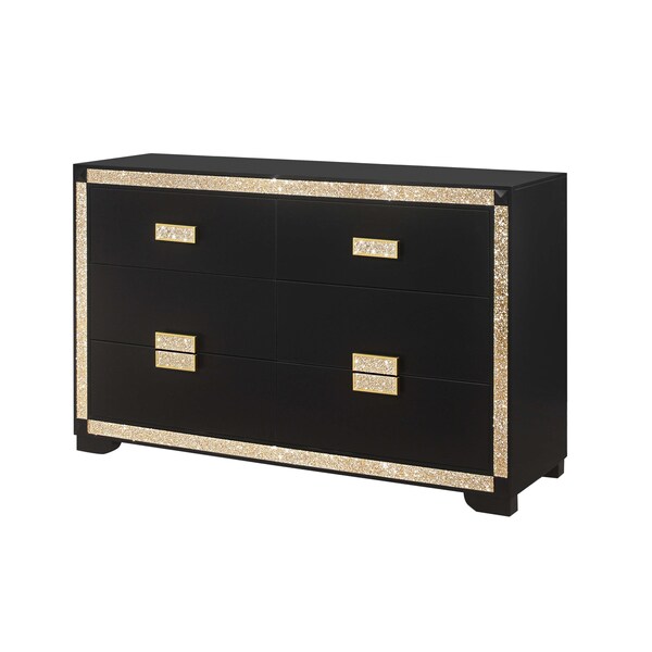 Global Furniture Usa Traditional Glam Glitter Blake Black/Gold Dresser - 666