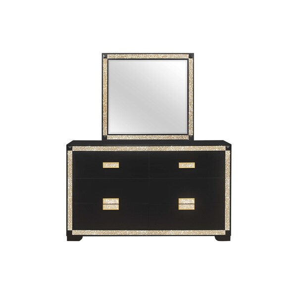 Global Furniture Usa Traditional Glam Glitter Blake Black/Gold Dresser - 666
