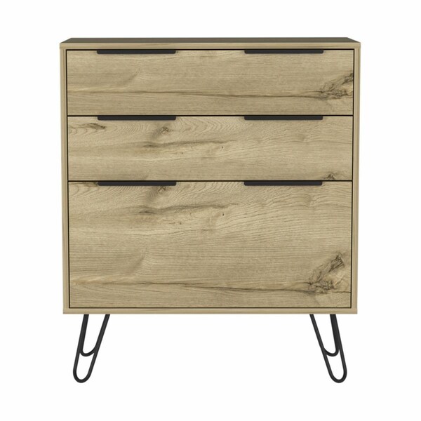 Gfancy Fixtures 30 in. Manufactured Wood Three Drawer Standard Dresser, Light Oak - GF3109431