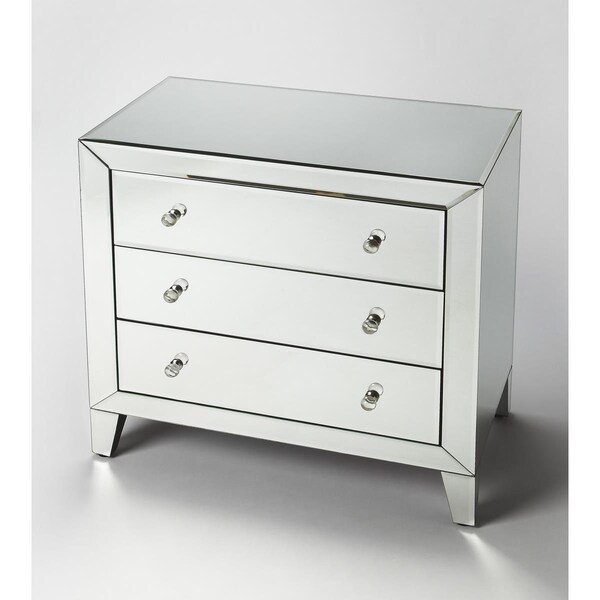 Homeroots 30 x 30 x 17 in. Emily Clear Mirrored Drawer Chest - 389735