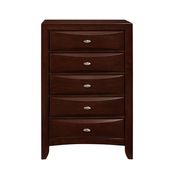 Homeroots 48 in. 5 Chambared Drawer with Chest, New Merlot - 384020