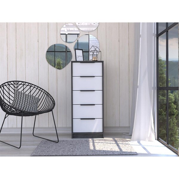 Gfancy Fixtures 18 in. Manufactured Wood Five Drawer Standard Chest; White - GF3099978