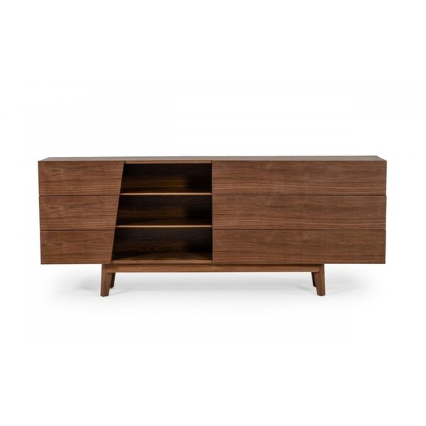 Homeroots Vintage Style Veneer Six Drawer Dresser, Walnut - 473107