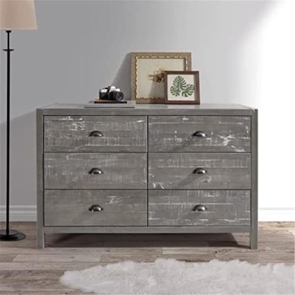 Kd Estanteria 18.5 x 33.13 x 33.63 in. Hampton Six Drawer Dresser, Granite Grey - KD2838082