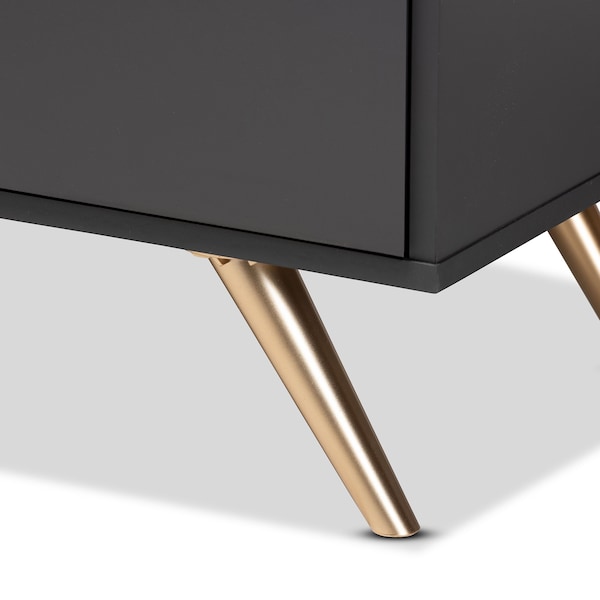 Baxton Studio Kelson Modern and Contemporary Dark Grey and Gold Finished Wood 5-Drawer Chest - 189-11575-ZORO