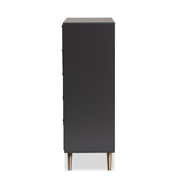 Baxton Studio Kelson Modern and Contemporary Dark Grey and Gold Finished Wood 5-Drawer Chest - 189-11575-ZORO