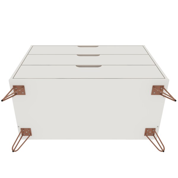 Manhattan Comfort Rockefeller Dresser and Nightstand Set, Off White and Nature - 104GMC3