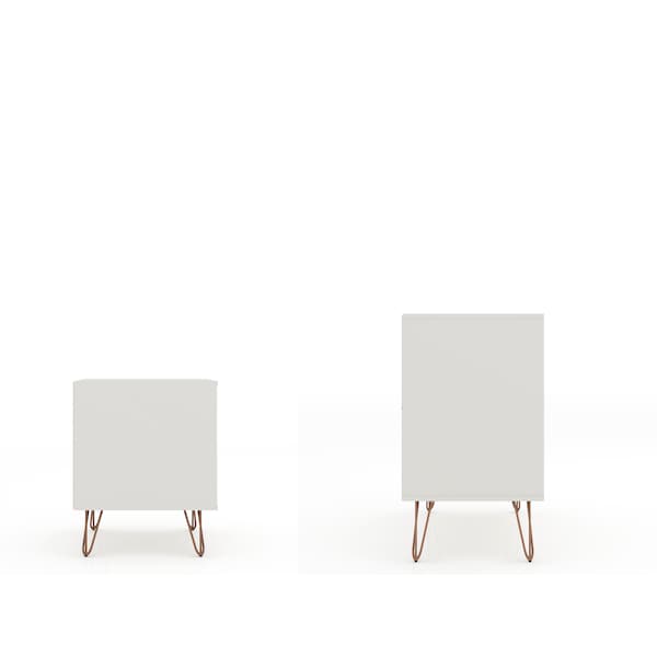 Manhattan Comfort Rockefeller Dresser and Nightstand Set, Off White and Nature - 104GMC3