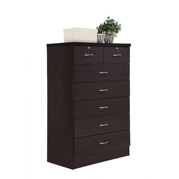 Made-To-Order 7-Drawer Chest with Locks On 2-Top Drawers - Chocolate - MA2584697