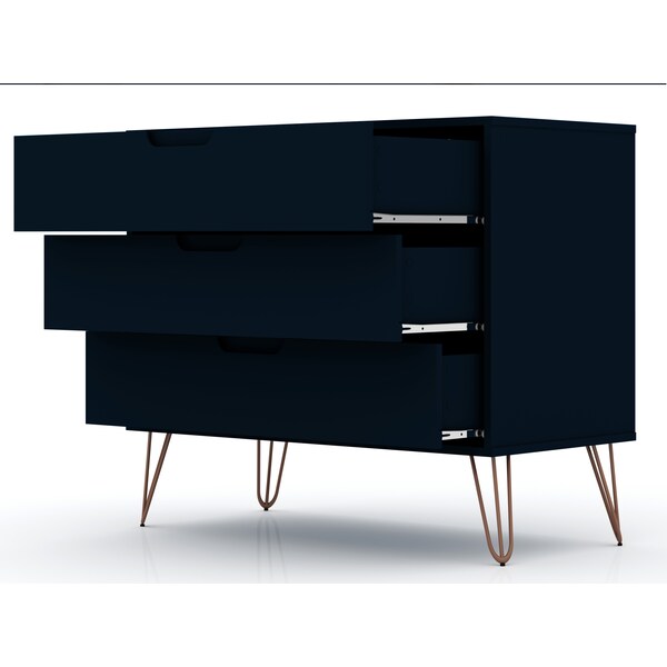 Manhattan Comfort Dresser, 3- Drawers, Tatiana Midnight Blue - 103GMC