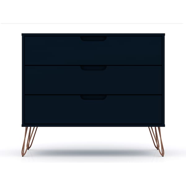 Manhattan Comfort Dresser, 3- Drawers, Tatiana Midnight Blue - 103GMC