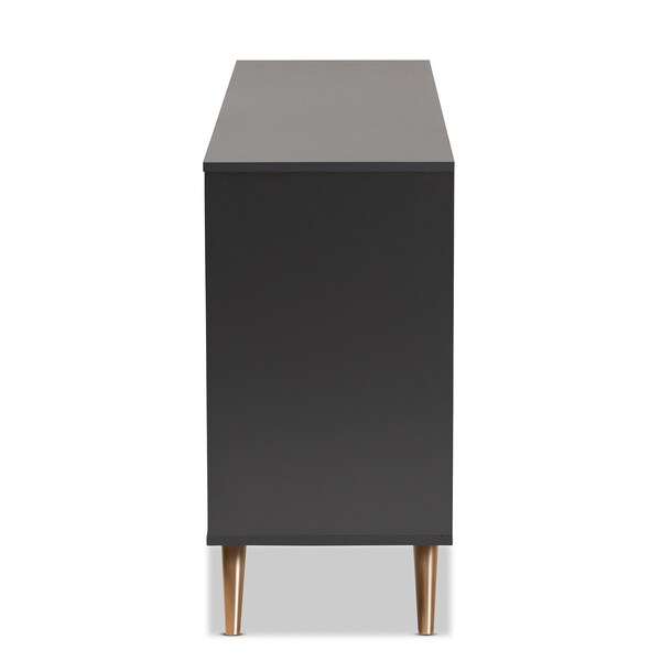 Baxton Studio Kelson Modern and Contemporary Dark Grey and Gold Finished Wood 6-Drawer Dresser - 189-11576-ZORO