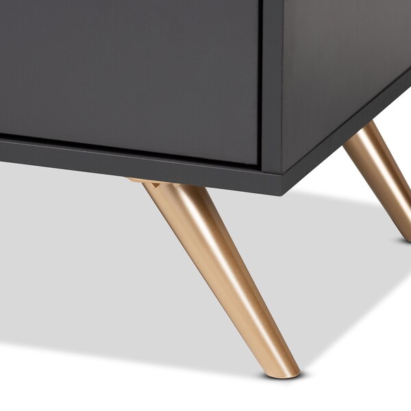 Baxton Studio Kelson Modern and Contemporary Dark Grey and Gold Finished Wood 6-Drawer Dresser - 189-11576-ZORO