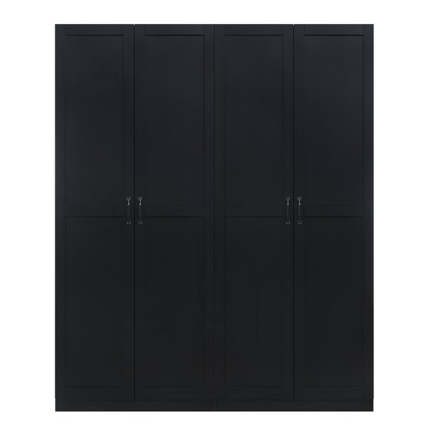 Manhattan Comfort Hopkins Storage Closet 2.0 in Black - Set of 2 - 2-2GLF-BK