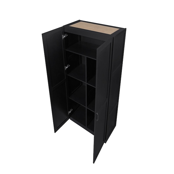 Manhattan Comfort Hopkins Storage Closet 2.0 in Black - Set of 2 - 2-2GLF-BK