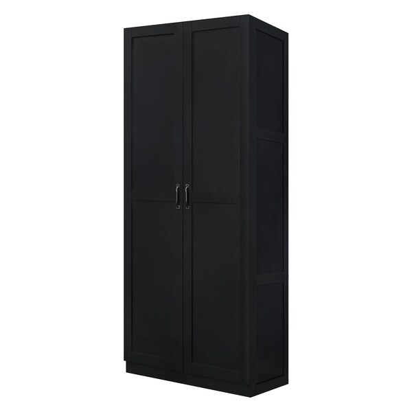 Manhattan Comfort Hopkins Storage Closet 2.0 in Black - Set of 2 - 2-2GLF-BK