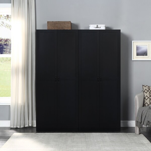 Manhattan Comfort Hopkins Storage Closet 2.0 in Black - Set of 2 - 2-2GLF-BK