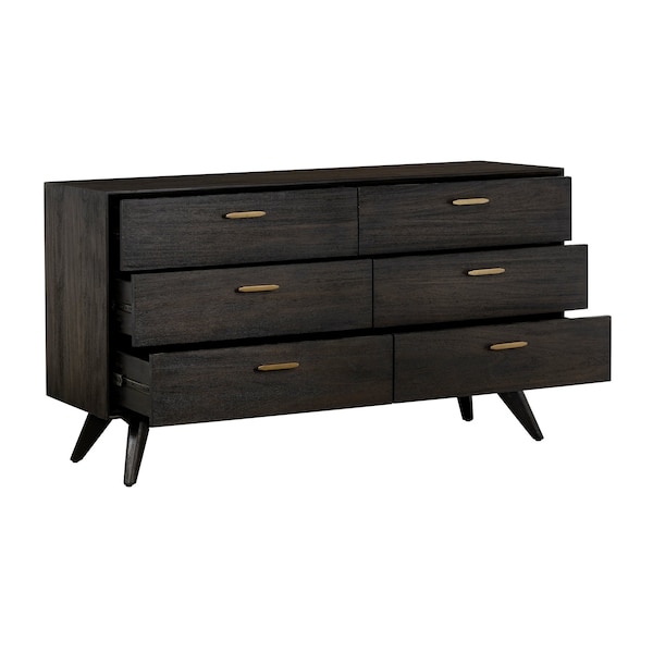 Armen Living Baly Acacia Mid-Century 6 Drawer Dresser - LCLFDRBR