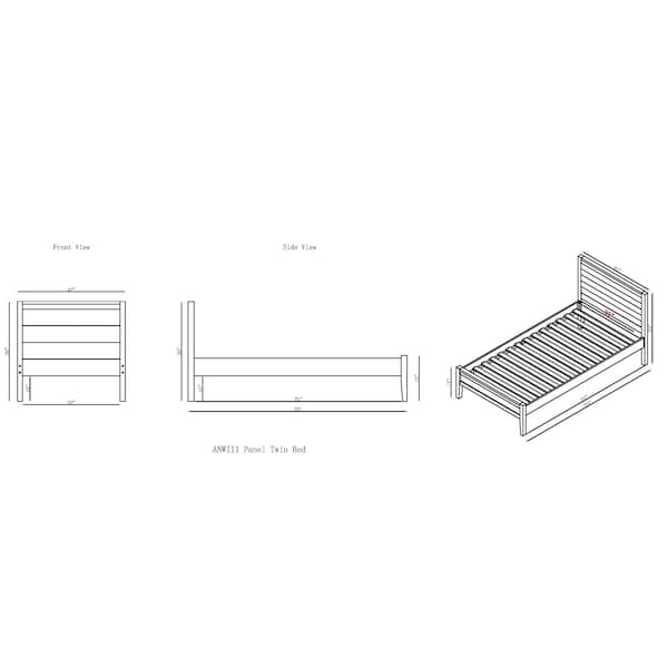Alaterre Furniture Windsor 3-Piece Set with Panel Twin Bed and 2 Nightstands, Gray - ANWI1132R4