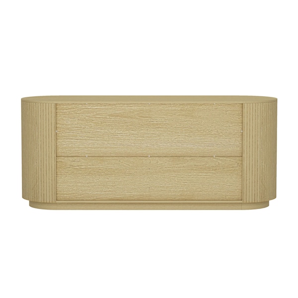 Manhattan Comfort Olivia 60in Double Dresser in Natural Oak and Gold - DR010-GNO