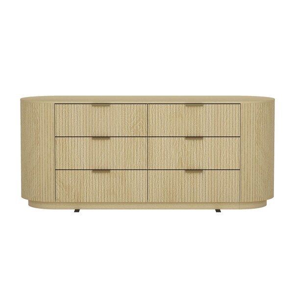 Manhattan Comfort Olivia 60in Double Dresser in Natural Oak and Gold - DR010-GNO