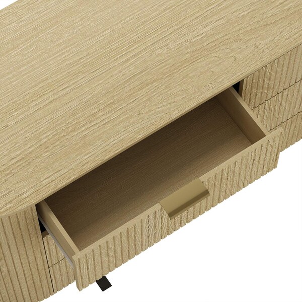 Manhattan Comfort Olivia 60in Double Dresser in Natural Oak and Gold - DR010-GNO
