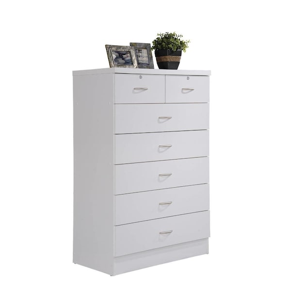 Made-To-Order 7-Drawer Chest with Locks on 2-Top Drawers - White - MA2584699