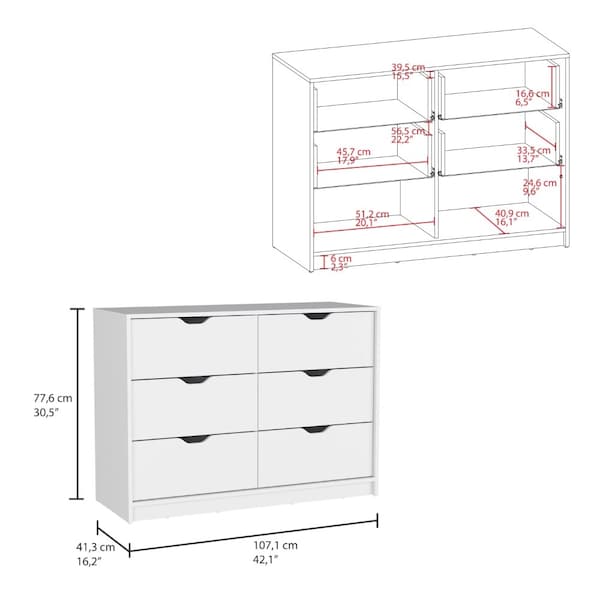 Tuhome Basilea 4 Drawers Dresser, 2 Cabinets, White - CLB8972