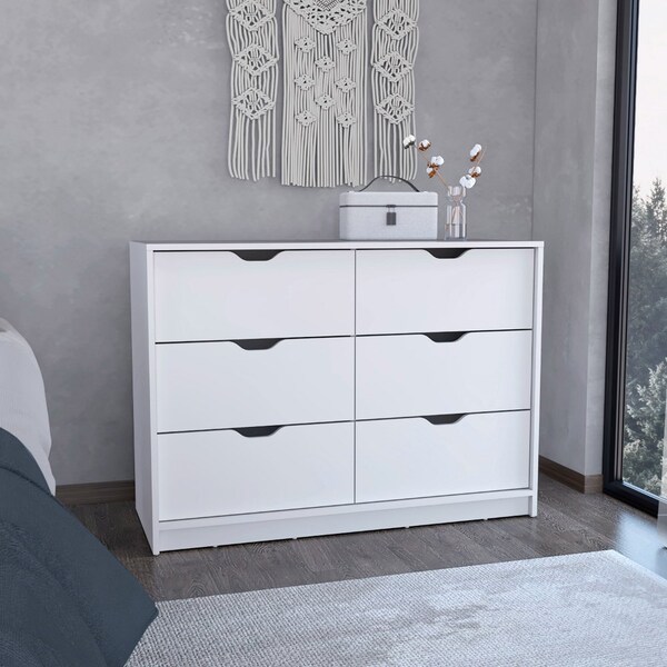 Tuhome Basilea 4 Drawers Dresser, 2 Cabinets, White - CLB8972