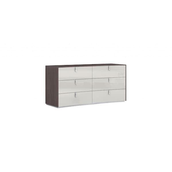 Homeroots 62 in. Manufactured Wood Six Drawer Double Dresser, Grey - 488509