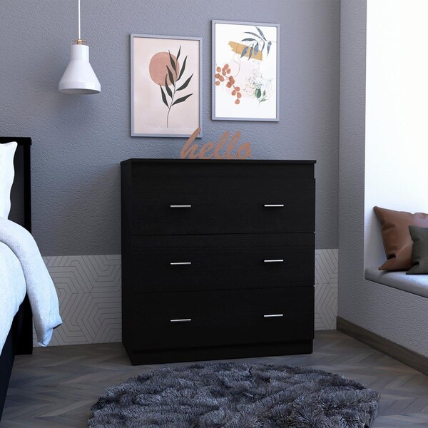 Gfancy Fixtures 33 in. Black Three Drawer Dresser - GF3685319