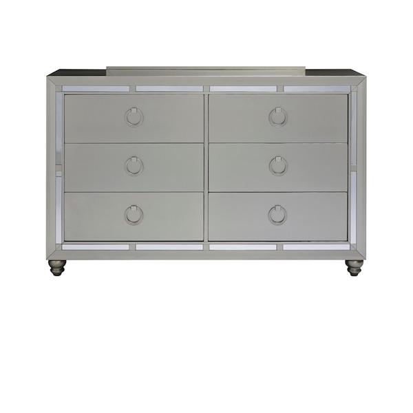 Global Furniture Usa Transitional Glam Mirrored Riley Silver Dresser - 1464