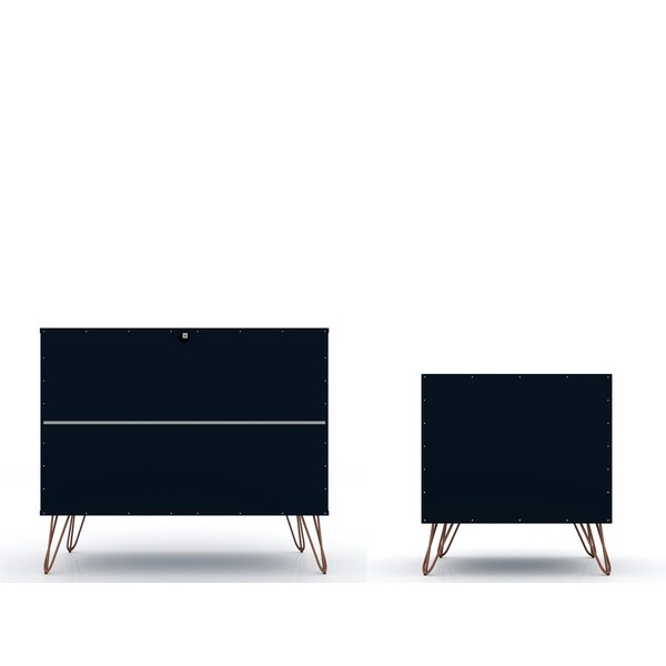 Manhattan Comfort Rockefeller Dresser and Nightstand Set, Tatiana Midnight Blue - 104GMC4