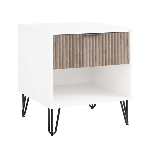 Manhattan Comfort DUMBO 1.0 Nightstand in White and Rustic Grey, 2PK - 2-NS001-WG
