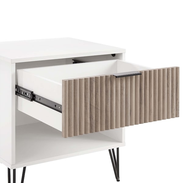 Manhattan Comfort DUMBO 1.0 Nightstand in White and Rustic Grey, 2PK - 2-NS001-WG