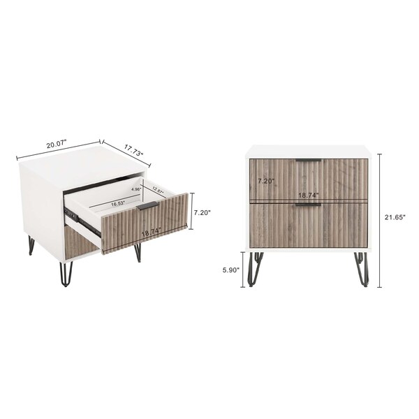 Manhattan Comfort DUMBO 2.0 Nightstand in White and Rustic Grey - NS002-WG