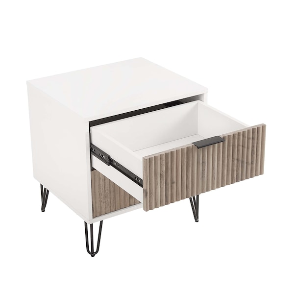 Manhattan Comfort DUMBO 2.0 Nightstand in White and Rustic Grey - NS002-WG