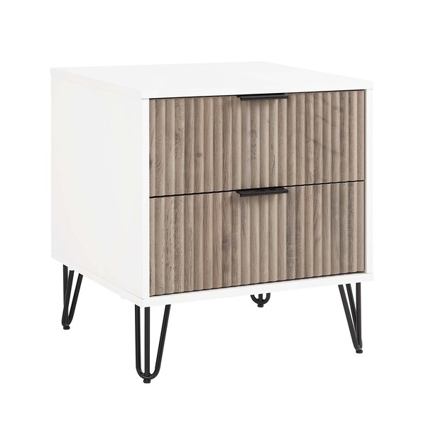 Manhattan Comfort DUMBO 2.0 Nightstand in White and Rustic Grey - NS002-WG