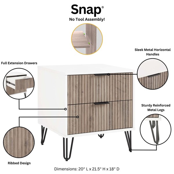 Manhattan Comfort DUMBO 2.0 Nightstand in White and Rustic Grey - NS002-WG