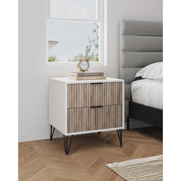Manhattan Comfort DUMBO 2.0 Nightstand in White and Rustic Grey - NS002-WG