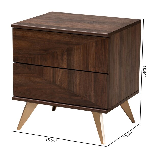 Baxton Studio Graceland Mid-Century Modern Transitional Walnut Brown Finished Wood 2-Drawer Nightstand - 233-13277-ZORO