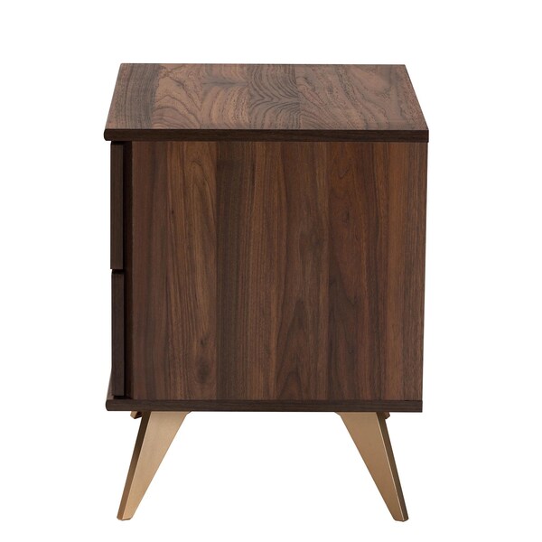 Baxton Studio Graceland Mid-Century Modern Transitional Walnut Brown Finished Wood 2-Drawer Nightstand - 233-13277-ZORO