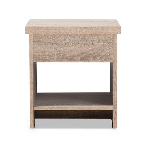 Baxton Studio Jamie Modern Two-Tone Oak and Grey Wood 1-Drawer 1-Shelf Nightstand - 138-7708