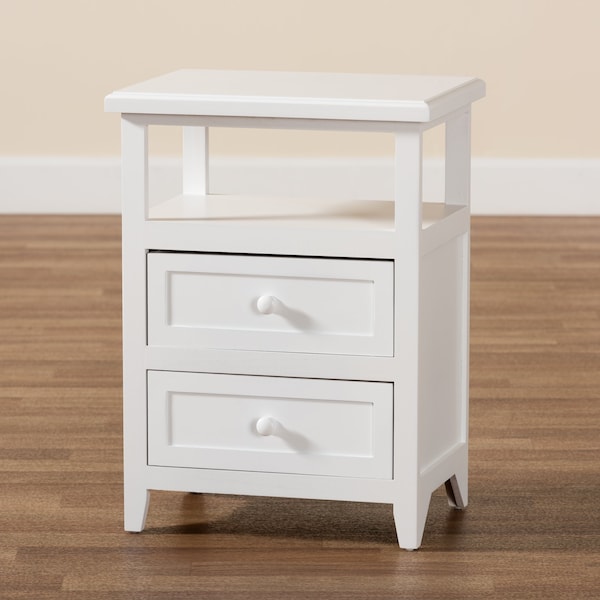 Baxton Studio Karsen ModernWhite Finished Wood 2-Drawer Nightstand - 199-12246-ZORO