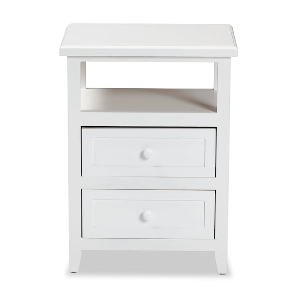 Baxton Studio Karsen ModernWhite Finished Wood 2-Drawer Nightstand - 199-12246-ZORO