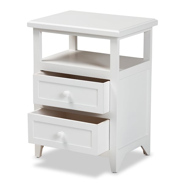 Baxton Studio Karsen ModernWhite Finished Wood 2-Drawer Nightstand - 199-12246-ZORO