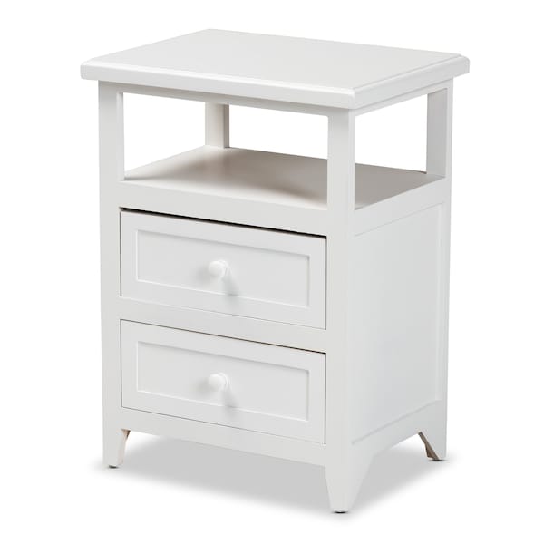 Baxton Studio Karsen ModernWhite Finished Wood 2-Drawer Nightstand - 199-12246-ZORO