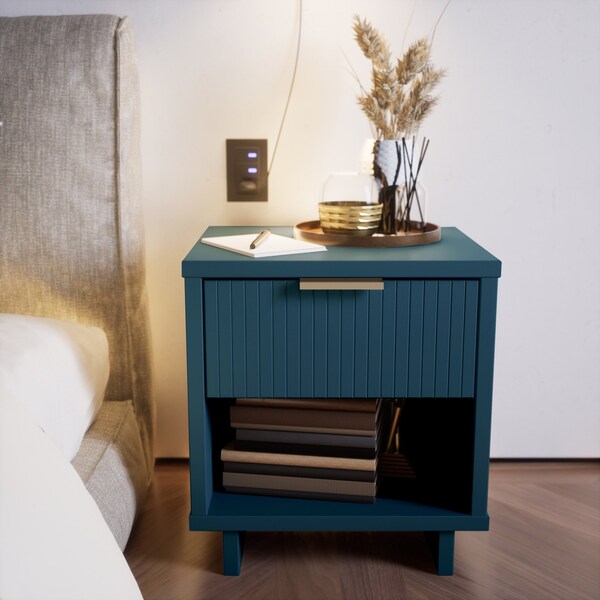 Manhattan Comfort Granville Nightstand 1.0 in Midnight Blue - NS-5004