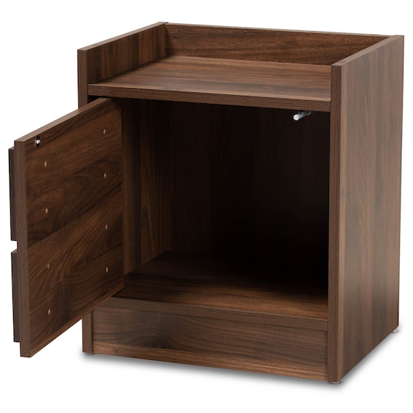 Baxton Studio Hale Modern and Contemporary Walnut Brown Finished Wood 2-Drawer Nightstand - 174-11212-ZORO